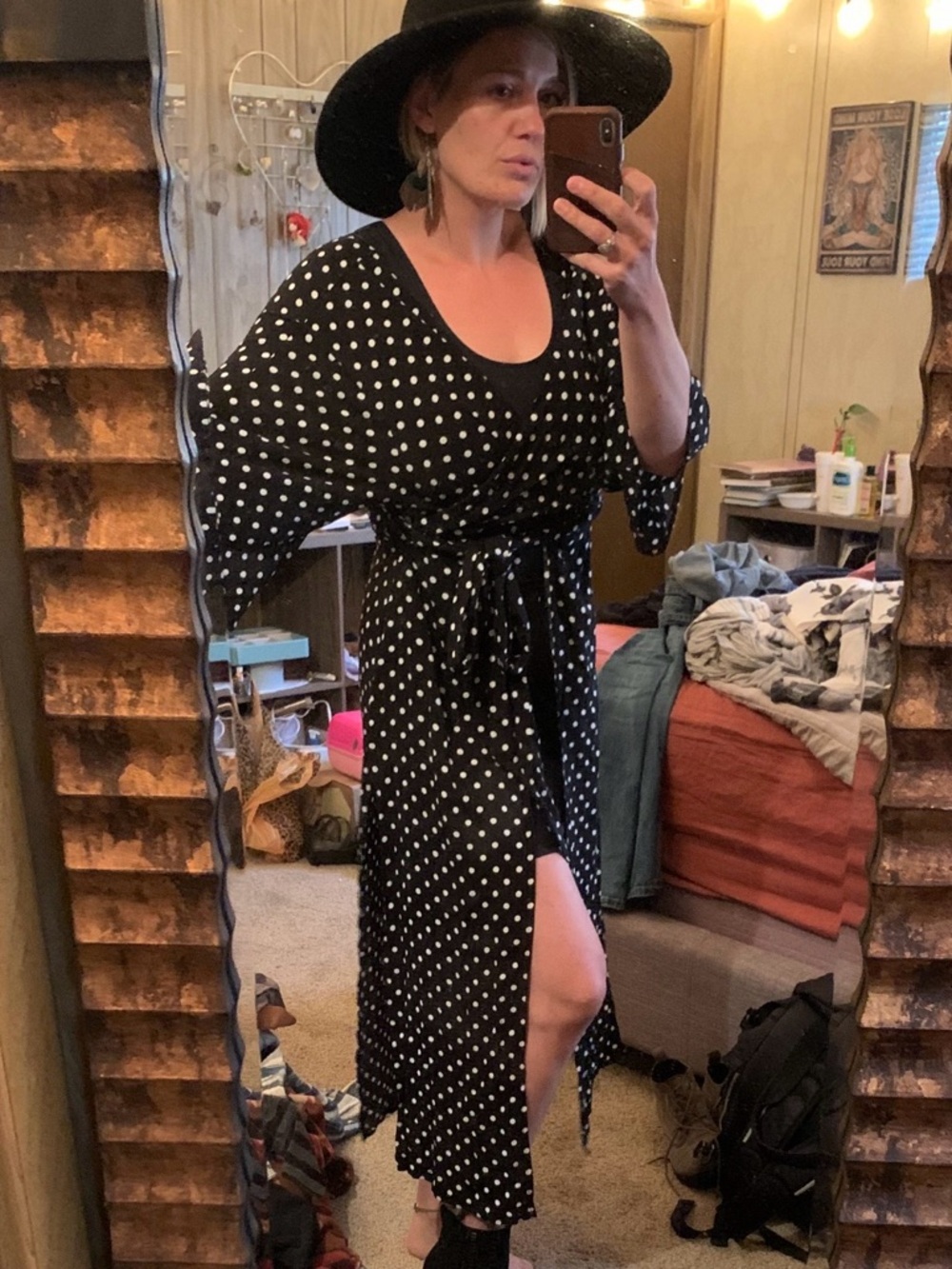 HYFVE Black Dress with White Polka Dots